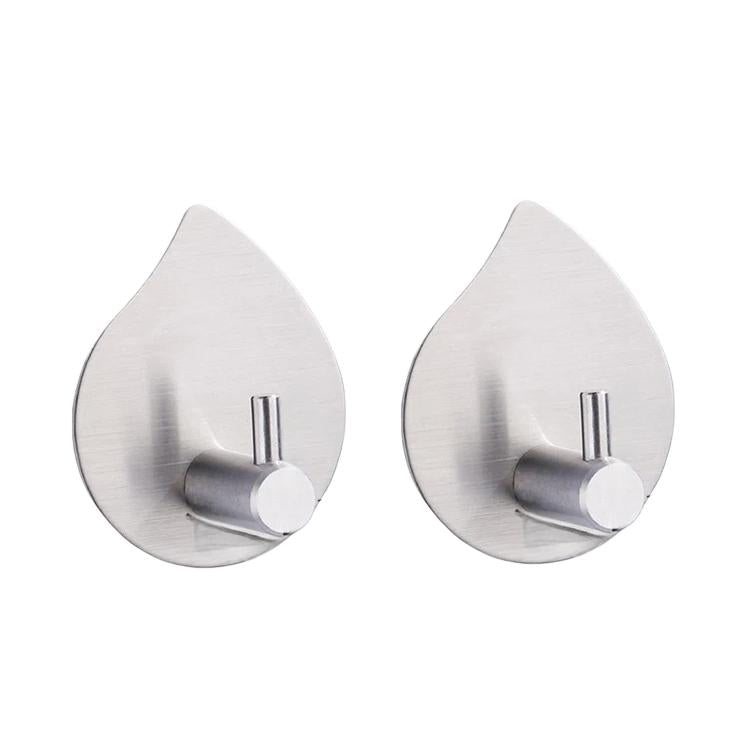 2pcs /Pack Stainless Steel Teardrop Adhesive Hook No-Drill Wall Hanger for Bathroom, Kitchen, and Wardrobe, J Shape Silver, J Shape Black, Oblique Silver, Oblique Black, NO.12 Silver, NO.12 Black