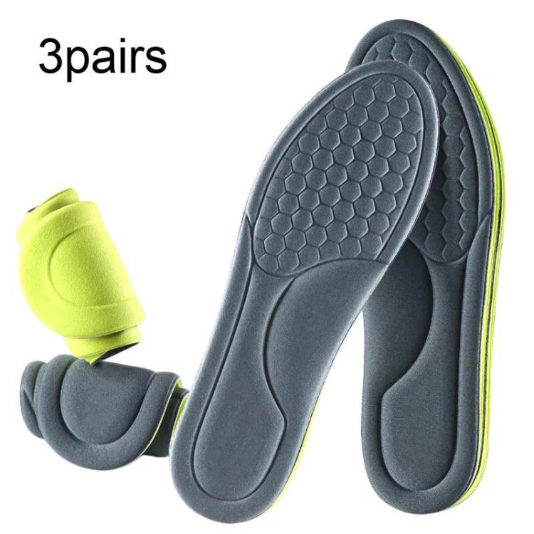 3pairs Odor-Resistant Breathable Ultra-Soft Sports Insoles, 35-36, 37-38, 39-40, 41-42, 43-44, 45-46