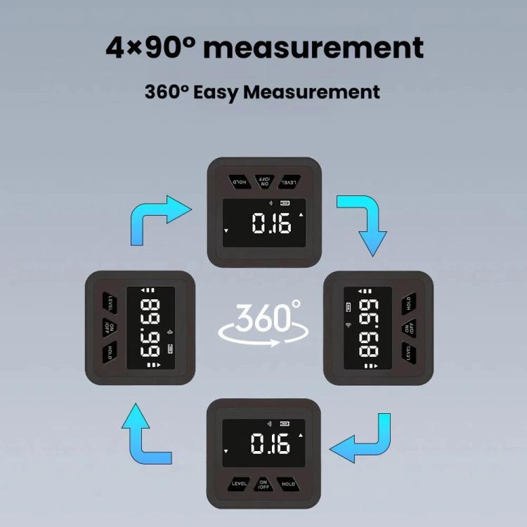 Magnetic Digital Inclinometer 360-Degree Angle Finder With Auto-Flip Display, DM318