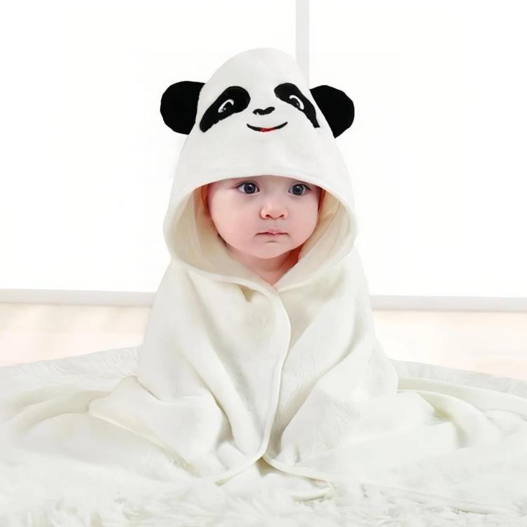 Coral Fleece Absorbent Baby Swaddle Blanket Towel With Cape, 80x80cm