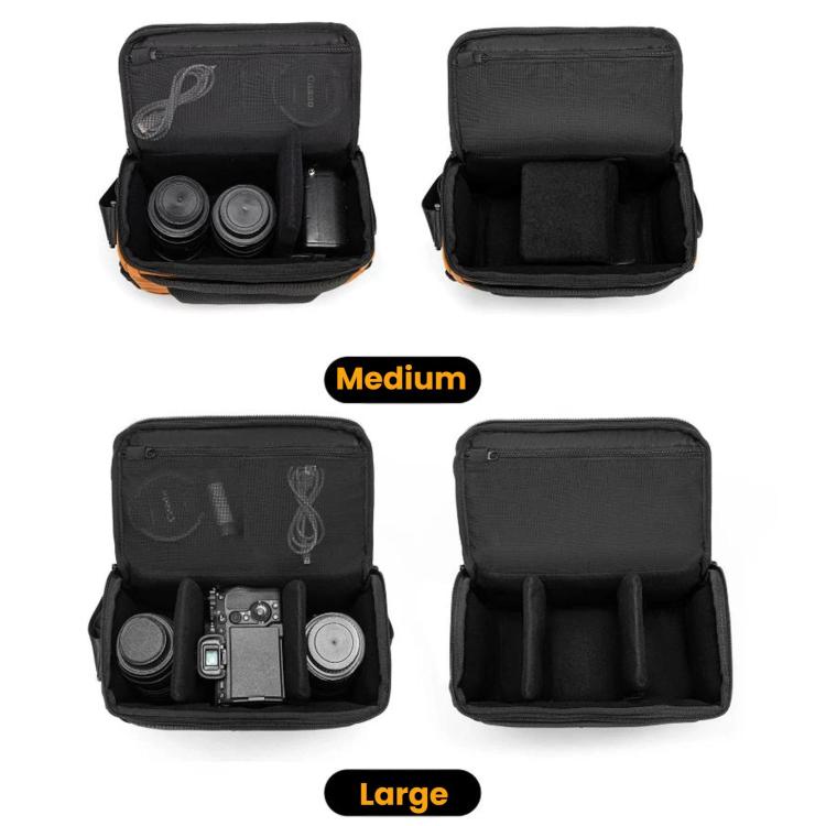 Cwatcun D294 Large Capacity Casual Shoulder Bag DSLR Camera Bag, Orange Medium, Black Medium, Black Large