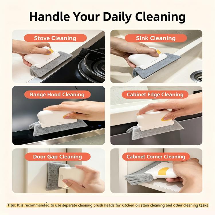 2-in-1 Window Groove Cleaning Brush with Built-in Scraper Hand-held Crevice Cleaner Tool for Sliding Door Track, Bathroom & Kitchen Sink, 1pc