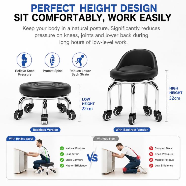 Low Rolling Stool with Wheels Small Swivel Roller Stool, 22cm Ripple Casters Black, 22cm Ripple Casters Red, 22cm Ripple Casters Blue, 22cm Bread Bearing Wheels Black, 22cm Bread Bearing Wheels Brown, 22cm Bread Bearing Wheels Gold                     ...