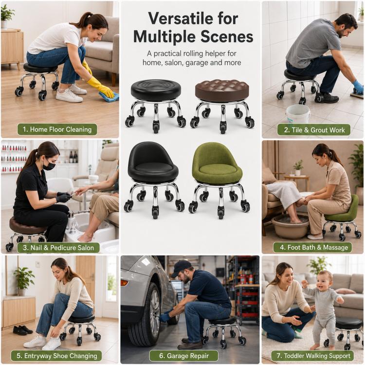 Low Rolling Stool with Wheels Small Swivel Roller Stool, 22cm Ripple Casters Black, 22cm Ripple Casters Red, 22cm Ripple Casters Blue, 22cm Bread Bearing Wheels Black, 22cm Bread Bearing Wheels Brown, 22cm Bread Bearing Wheels Gold                     ...