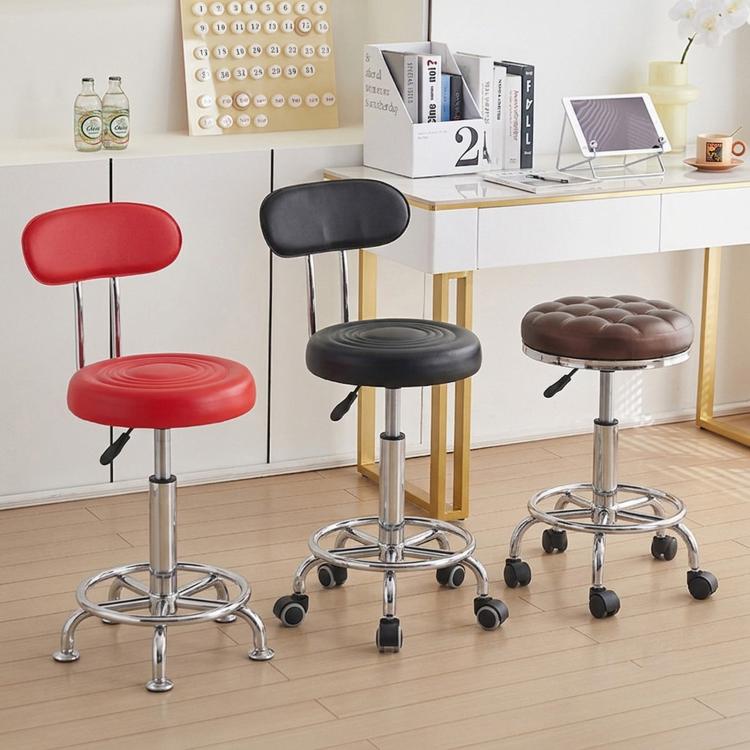 Adjustable Swivel Salon Stool Hydraulic Bar Stool With Footrest, 42-54cm Stationary Glides Black, 42-54cm Stationary Glides Red, 42-54cm Stationary Glides Blue, 45-57cm Swivel Casters Black, 45-57cm Swivel Casters Black Red                             ...