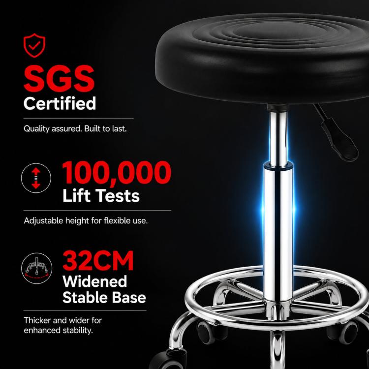 Adjustable Swivel Salon Stool Hydraulic Bar Stool With Footrest, 42-54cm Stationary Glides Black, 42-54cm Stationary Glides Red, 42-54cm Stationary Glides Blue, 45-57cm Swivel Casters Black, 45-57cm Swivel Casters Black Red                             ...