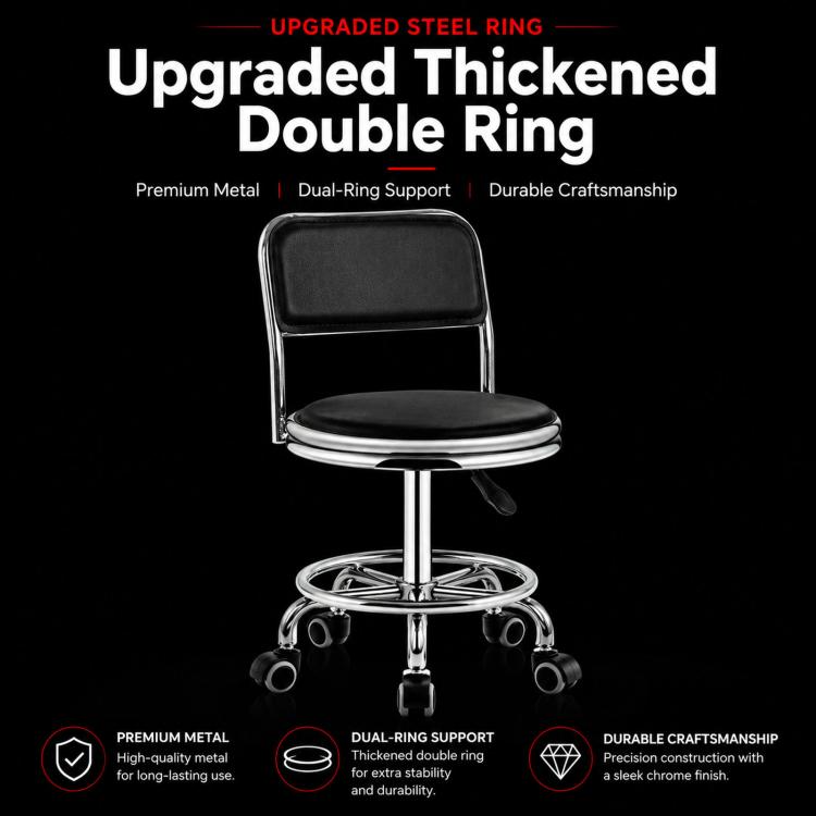 Adjustable Swivel Salon Stool Hydraulic Bar Stool With Footrest, 42-54cm Stationary Glides Black, 42-54cm Stationary Glides Red, 42-54cm Stationary Glides Blue, 45-57cm Swivel Casters Black, 45-57cm Swivel Casters Black Red                             ...