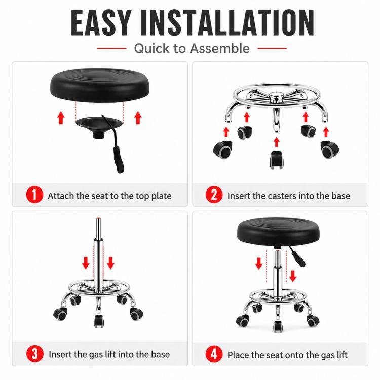 Adjustable Swivel Salon Stool Hydraulic Bar Stool With Footrest, 42-54cm Stationary Glides Black, 42-54cm Stationary Glides Red, 42-54cm Stationary Glides Blue, 45-57cm Swivel Casters Black, 45-57cm Swivel Casters Black Red                             ...