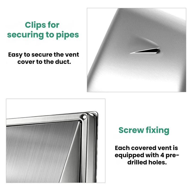 Square Stainless Steel Dryer Air Outlet External Wall Check Valve Cover, 4-inch 100mm With Insect Netting, 5-inch 125mm With Insect Netting, 6-inch 150mm With Insect Netting, 4-inch 100mm Without Insect Netting, 5-inch 125mm Without Insect Netting     ...