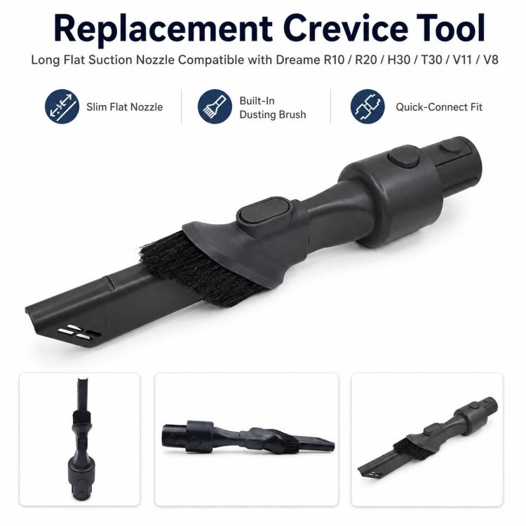 Long Flat Suction Nozzle For Dreame R10 / R20 / H30 / T30 / V11 / V8 Cordless Vacuums, Long Flat Suction