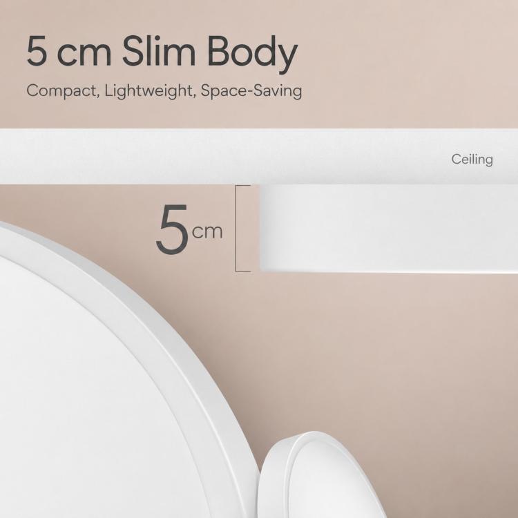 Slim LED Ceiling Light 3-Color Dimmable Round Flush Mount Light Fixture for Bedroom, FSL 25W 35cm White, FSL 25W 35cm Black, FSL 36W 45cm White, FSL 36W 45cm Black