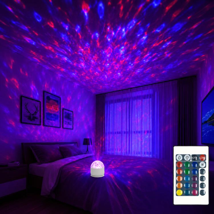 Atmosphere Night Light 16 Colors Rotating Projector Desk Lamp With Remote Control, USB Plug-in, Rechargeable