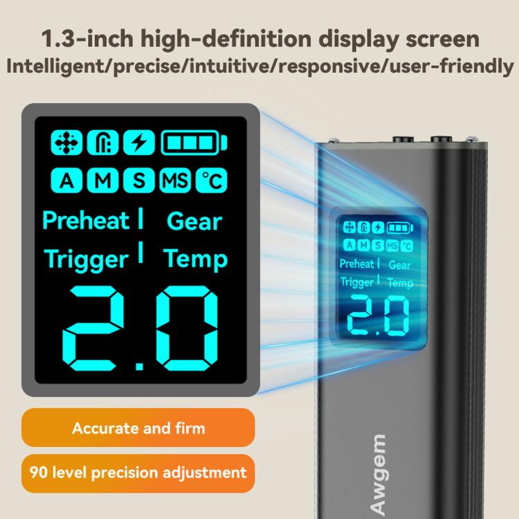 Awgem AS2 Portable Spot Welder with Screen Double Pulse 90 Gears Handheld Battery Welder, AS2