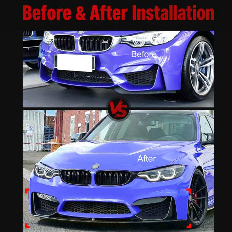 For BMW M3 F80 / F81 M4 F82 / F83 2015-2020 Car Accessories Stickers, Front Air Blade Black, Front Air Blade Carbon Fiber, Front Bumper Trim Black, Front Bumper Trim Carbon Fiber, Front Lip Black, Lip Carbon Fiber