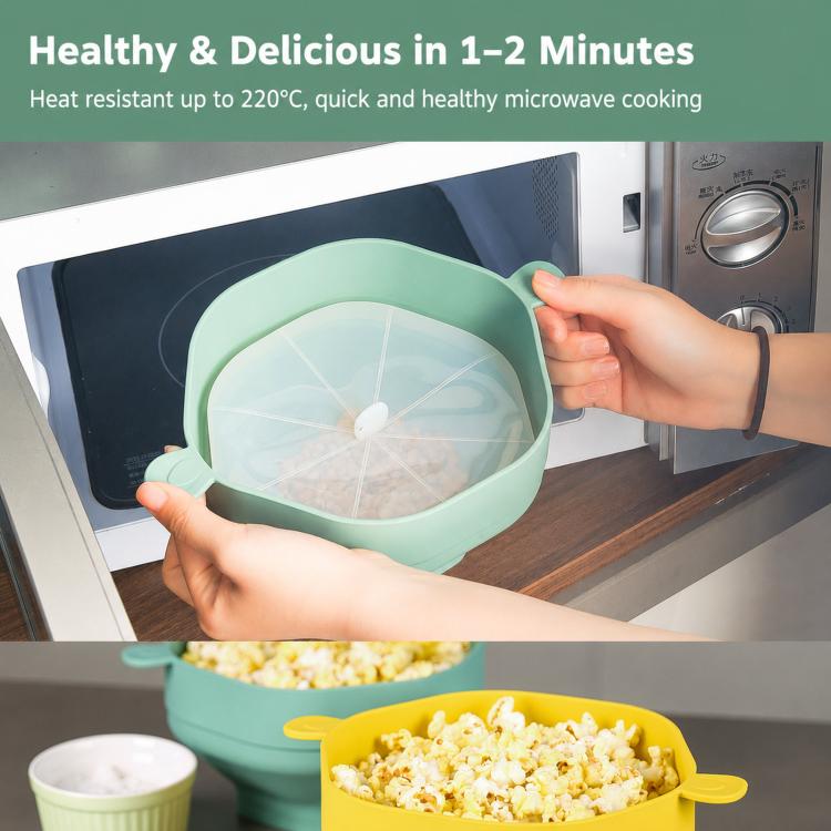 Collapsible Silicone Microwave Popcorn Popper Bowl with Lid Reusable Microwaveable Popcorn Maker, Standard Cyan, Standard Grey, Standard Red, Standard Earthy Yellow, with Spatula Red, with Spatula Cyan
