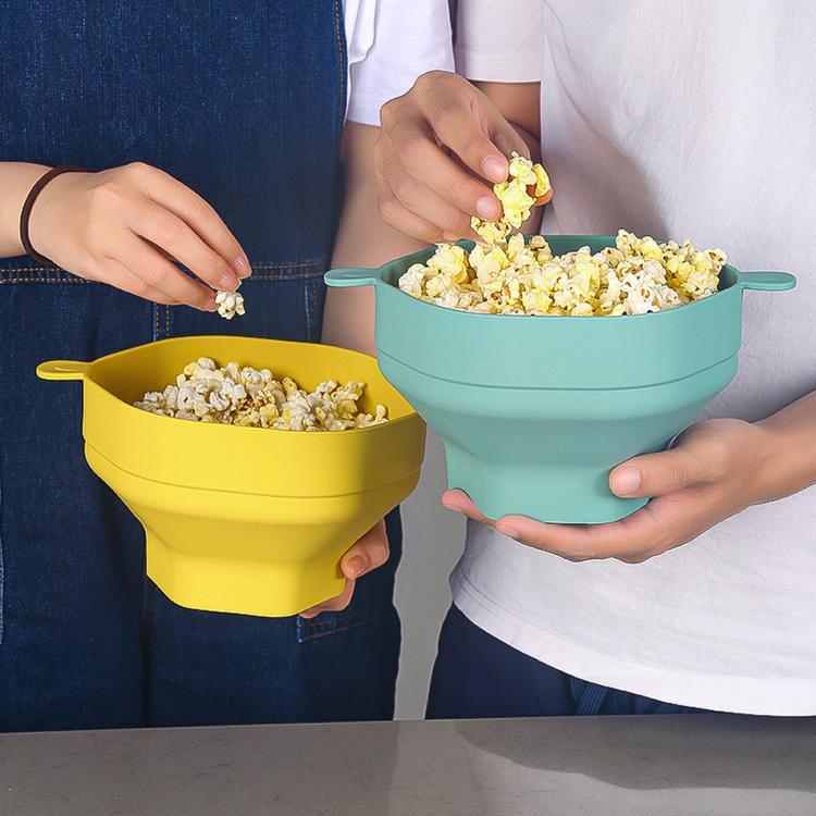 Collapsible Silicone Microwave Popcorn Popper Bowl with Lid Reusable Microwaveable Popcorn Maker, Standard Cyan, Standard Grey, Standard Red, Standard Earthy Yellow, with Spatula Red, with Spatula Cyan