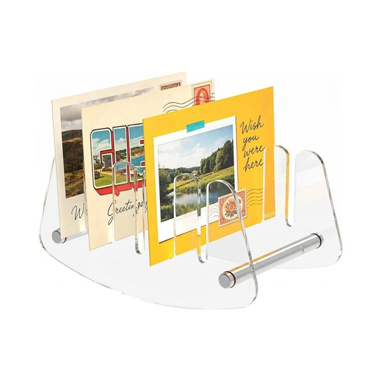 Acrylic Desk File Organizer Multi-Slot Mail Sorter and Letter Holder for Home Office Desk, YX254 Black, YX254 Clear