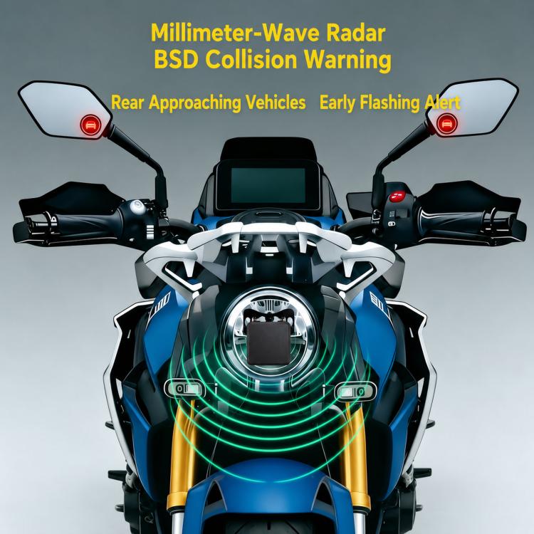 Motorcycle 60GHz Millimeter Wave BSD Blind Spot Monitoring Collision Warning System, 50-Meter