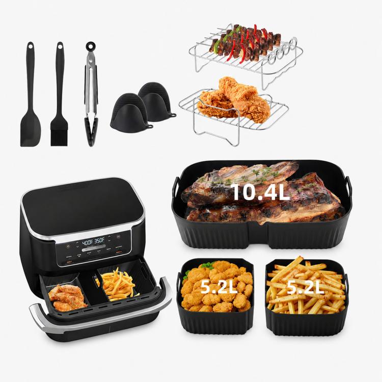 For Ninja AF500 AF500EU FlexBasket 10.4L MegaZone, 3 Pcs Silicone Liners Set, 10 Pcs Accessories Kit, 11 Pcs Accessories Kit, 13 Pcs Accessories Kit, 15 Pcs Deluxe Accessories Kit