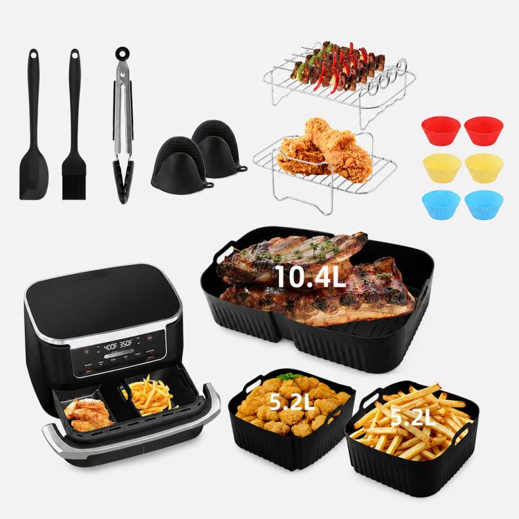 For Ninja AF500 AF500EU FlexBasket 10.4L MegaZone, 3 Pcs Silicone Liners Set, 10 Pcs Accessories Kit, 11 Pcs Accessories Kit, 13 Pcs Accessories Kit, 15 Pcs Deluxe Accessories Kit