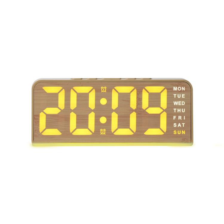 Digital Alarm Clock With Bottom Ambient Light Displaying Time Weekday Date Temperature