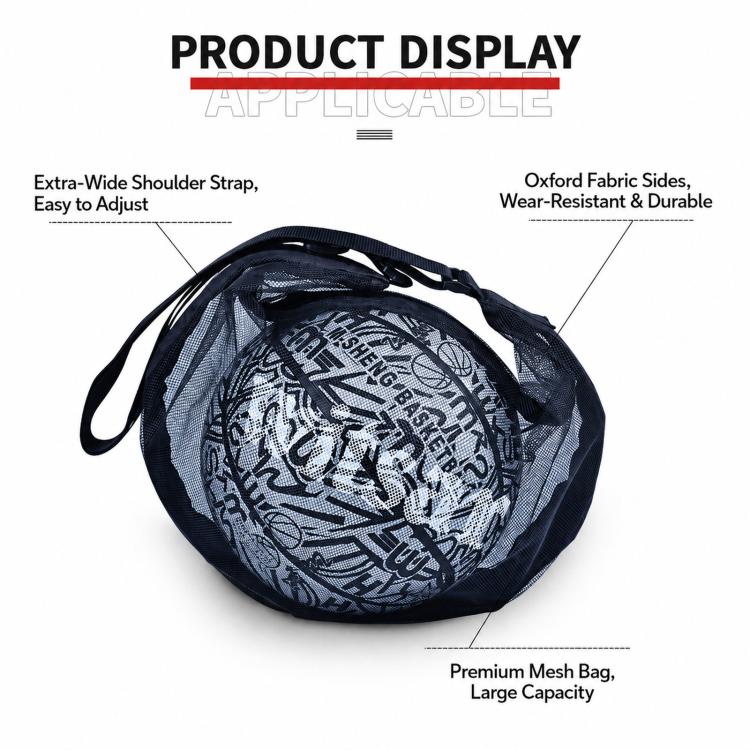 Witsar Crossbody Basketball Bag Breathable Mesh Sports Ball Carrier with Inner Zipper Pocket
