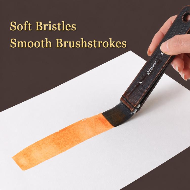 Giorgione 10 In 1 Synthetic Squirrel Hair Watercolor Paint Brush Set with Velvet Roll-Up Case Birch Wood Handles