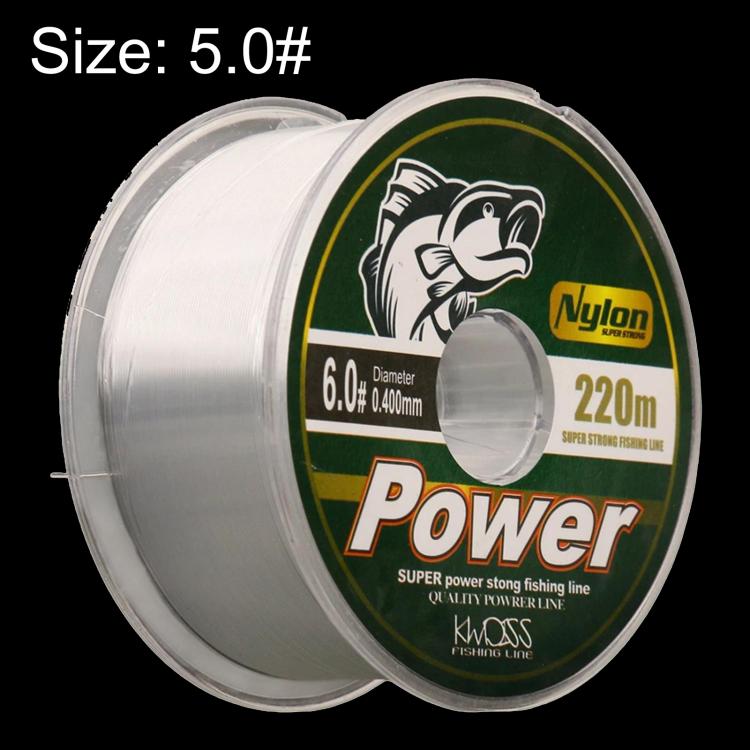 Kwdiss 220m Nylon Fishing Line Casting Line For Spinning Rod & Sea Rod Long Cast Fishing Line, 0.8#, 1.0#, 1.2#, 1.5#, 2.0#, 2.5#, 3.0#, 3.5#, 4.0#, 4.5#, 5.0#, 6.0#, 7.0#, 8.0#