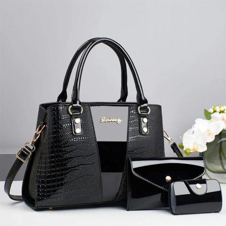 3pcs /Set Crocodile-Patterned Tote Shoulder Bag