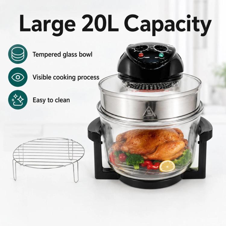 20L Multifunctional Large Capacity Household Microwave Oven Glass Air Fryer, 3pcs /Set EU Plug, 8pcs /Set EU Plug