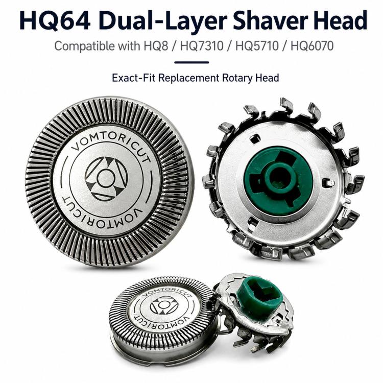 HQ64 Dual Track Replacement Shaver Head For Philips Norelco HQ8 / HQ7310 / HQ5710 / HQ6070, Dual-blade