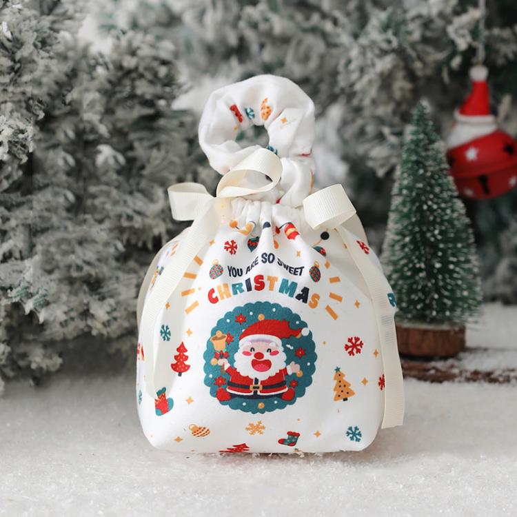 Christmas Gift Bag Fabric Drawstring Pouch with Handle Festive Candy Bag White, Santa Claus - Small, Christmas Sleigh - Small, Santa Claus - Large, Christmas Sleigh - Large, Santa Claus Small + Santa Pendant, House Small + Reindeer Pendant             ...