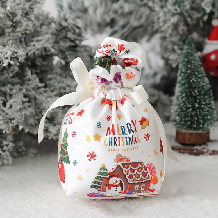 Christmas Gift Bag Fabric Drawstring Pouch with Handle Festive Candy Bag White, Santa Claus - Small, Christmas Sleigh - Small, Santa Claus - Large, Christmas Sleigh - Large, Santa Claus Small + Santa Pendant, House Small + Reindeer Pendant             ...