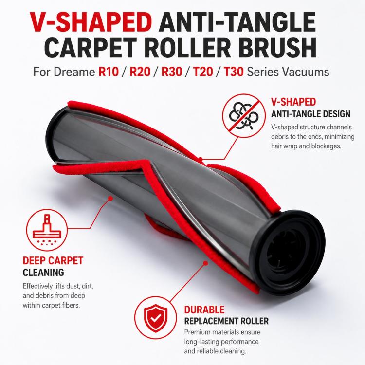 V-Shaped Anti-Tangle Carpet Roller Brush For Dreame R10 / R20 / R30 / T20 / T30 Series Vacuums, Z4