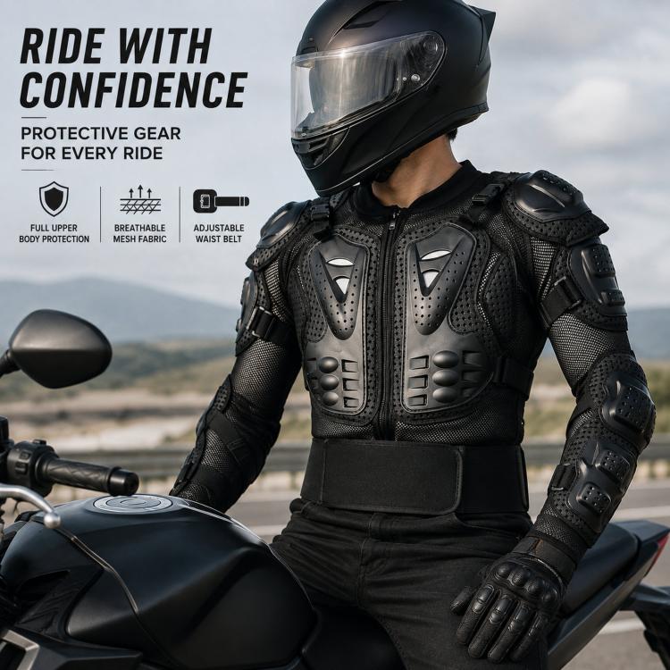 Motorcycle Body Armor Jacket Full Body Protective Gear with Removable Spine Back Protector, S, M, L, XL, XXL, XXXL, 4XL