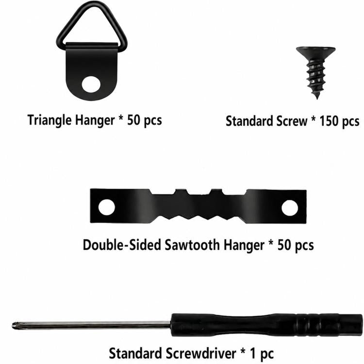 251 In 1 Picture Frame Hanging Kit Sawtooth Hangers and D-Ring Hooks with Screws and Screwdriver for Canvas Art Clock, 251 In 1