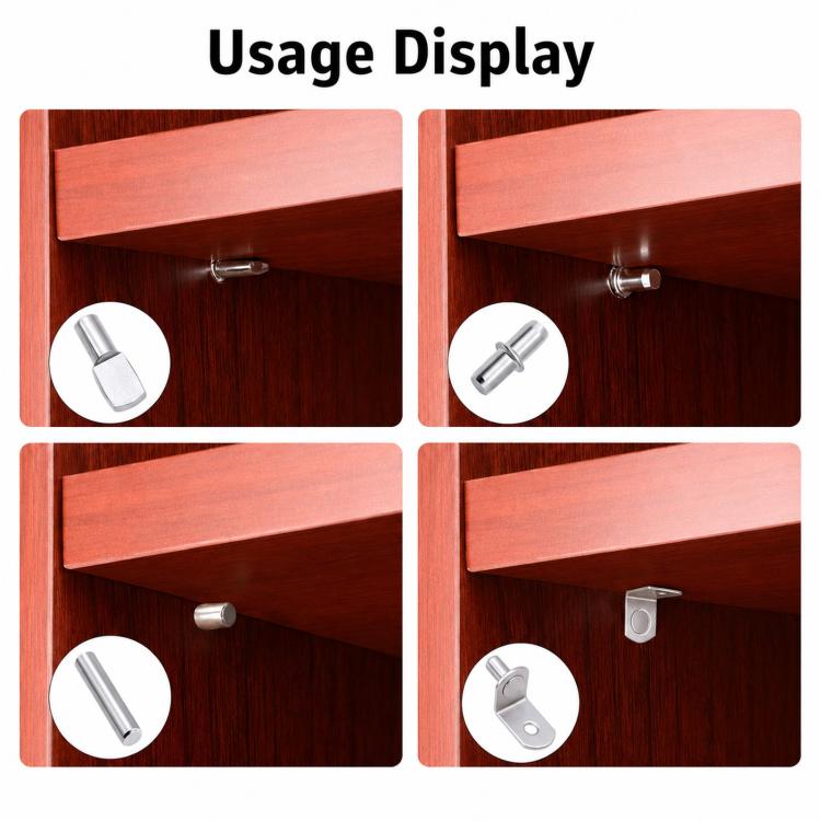 120 PCS/Box Shelf Pegs Kit 4 Assorted Styles Metal Shelf Support Pins Brackets Assortment, 120 PCS/Box