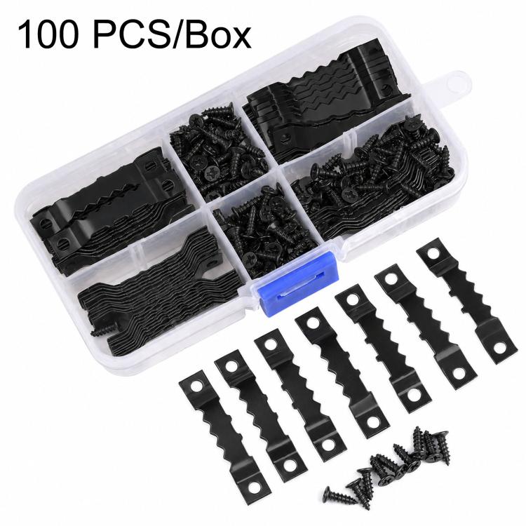 100 PCS/Box Sawtooth Picture Hangers Kit Heavy Duty Frame Hanging Hooks With Screws
