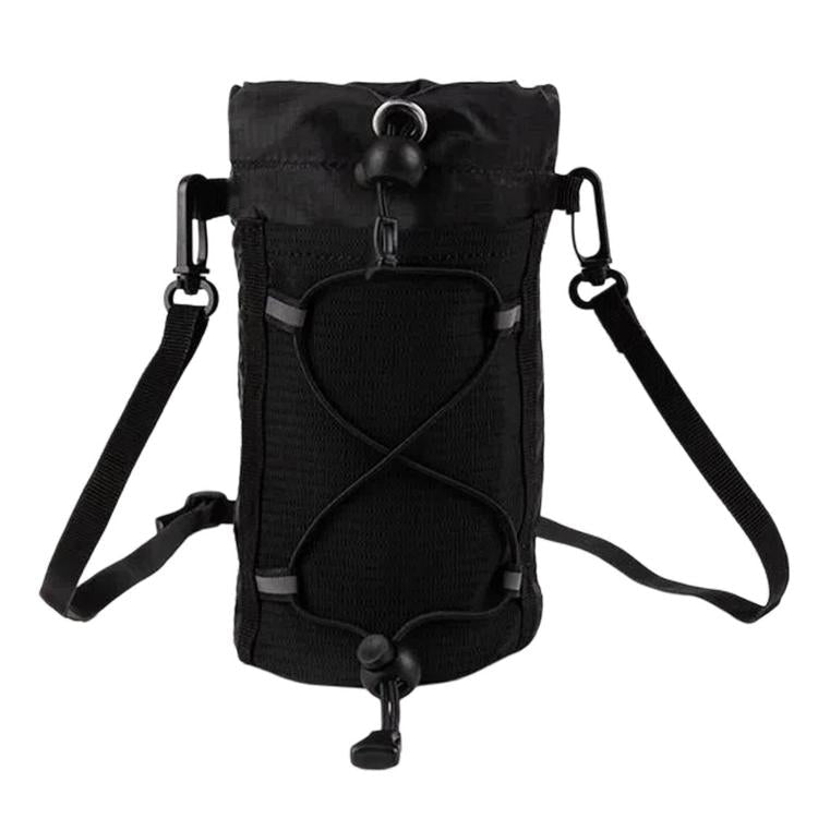 AOTU AT8017 Backpack Shoulder Strap Water Bottle Holder Pouch With Front Mesh Pocket For Outdoor Hiking, Black, Army Green, Orange, Gray, With Crossbody Strap Black, With Crossbody Strap Army Green, With Crossbody Strap Orange, With Crossbody Strap Gray
