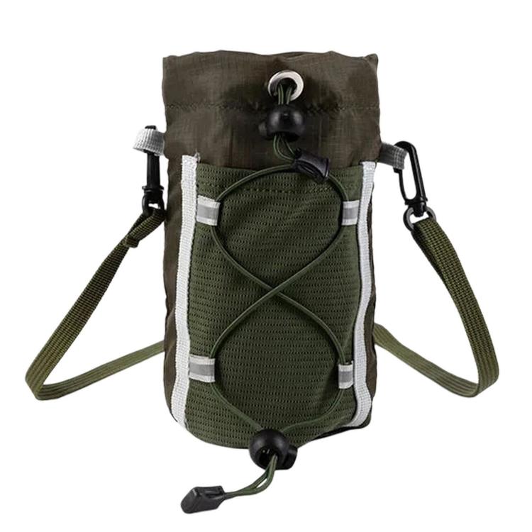 AOTU AT8017 Backpack Shoulder Strap Water Bottle Holder Pouch With Front Mesh Pocket For Outdoor Hiking, Black, Army Green, Orange, Gray, With Crossbody Strap Black, With Crossbody Strap Army Green, With Crossbody Strap Orange, With Crossbody Strap Gray