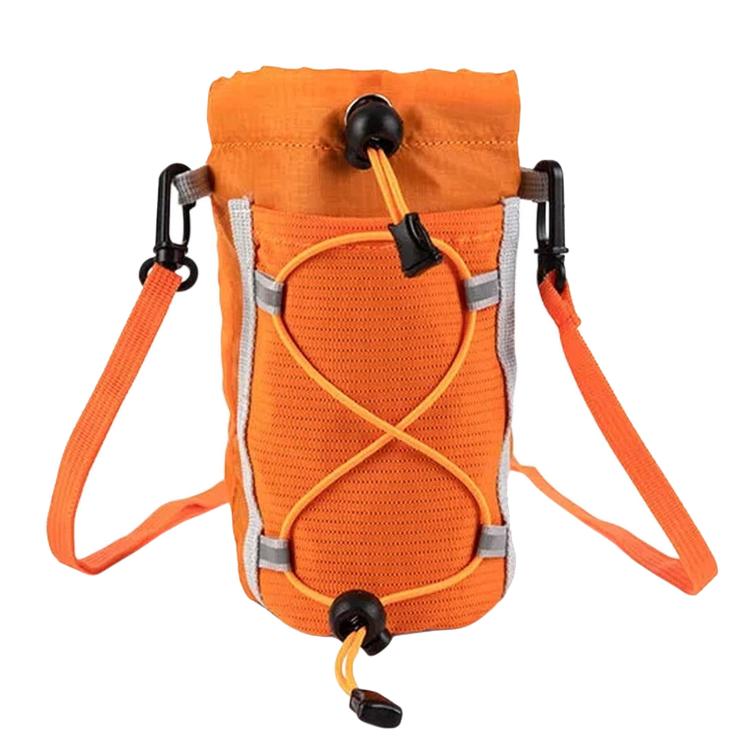 AOTU AT8017 Backpack Shoulder Strap Water Bottle Holder Pouch With Front Mesh Pocket For Outdoor Hiking, Black, Army Green, Orange, Gray, With Crossbody Strap Black, With Crossbody Strap Army Green, With Crossbody Strap Orange, With Crossbody Strap Gray
