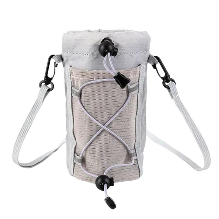 AOTU AT8017 Backpack Shoulder Strap Water Bottle Holder Pouch With Front Mesh Pocket For Outdoor Hiking, Black, Army Green, Orange, Gray, With Crossbody Strap Black, With Crossbody Strap Army Green, With Crossbody Strap Orange, With Crossbody Strap Gray