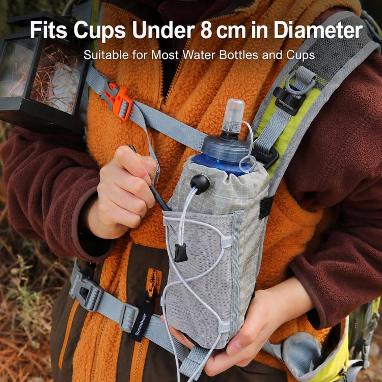 AOTU AT8017 Backpack Shoulder Strap Water Bottle Holder Pouch With Front Mesh Pocket For Outdoor Hiking, Black, Army Green, Orange, Gray, With Crossbody Strap Black, With Crossbody Strap Army Green, With Crossbody Strap Orange, With Crossbody Strap Gray