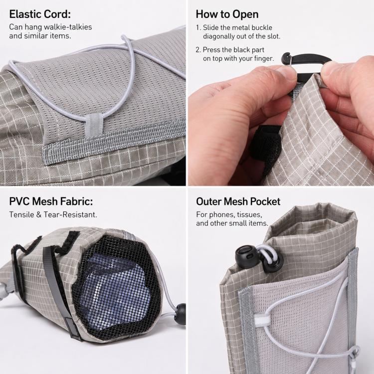 AOTU AT8017 Backpack Shoulder Strap Water Bottle Holder Pouch With Front Mesh Pocket For Outdoor Hiking, Black, Army Green, Orange, Gray, With Crossbody Strap Black, With Crossbody Strap Army Green, With Crossbody Strap Orange, With Crossbody Strap Gray