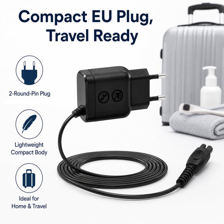 5V EU Plug Charger Adapter Power Cord For Philips Norelco OneBlade QP2724 QP2824 QP2734 QP2834, Without Brush, With Brush