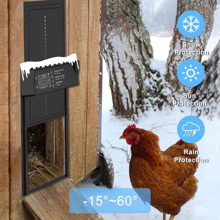 Solar-Powered Remote Control Light Sensor Timer Alarm Chicken Coop Door, KF4201066
