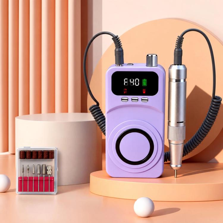 40000RPM Electric Nail Drill Machine Rechargeable Efile with UV Light 40 Speed Levels, 12 Bits Purple+Pink, 12 Bits Purple+Silver, 12 Bits Purple+Grey, 12 Bits Beige+Pink, 12 Bits Beige+Silver, 12 Bits Beige+Grey, 6 Bits Purple+Pink, 6 Bits Purple+Silv...