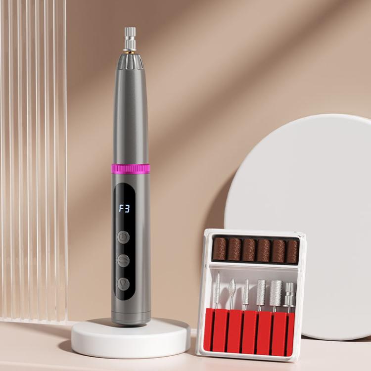 2 in 1 Electric Nail Drill Pen with UV Light Rechargeable Cordless Efile 15000 RPM 3 Speeds Fast Curing Lamp Kit, 6 Bits Grey, 6 Bits White, 12 Bits Grey, 12 Bits White