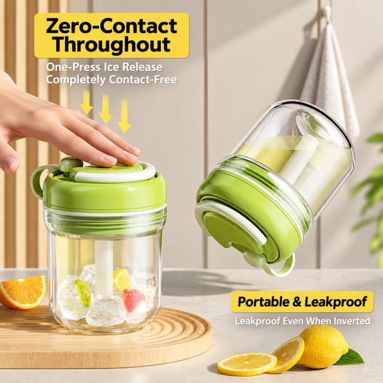 Ice Cube Mold Cup Portable Press Ice Making Cup, Orange 380ml, Green 380ml, White 380ml, Orange 550ml, Green 550ml, White 550ml
