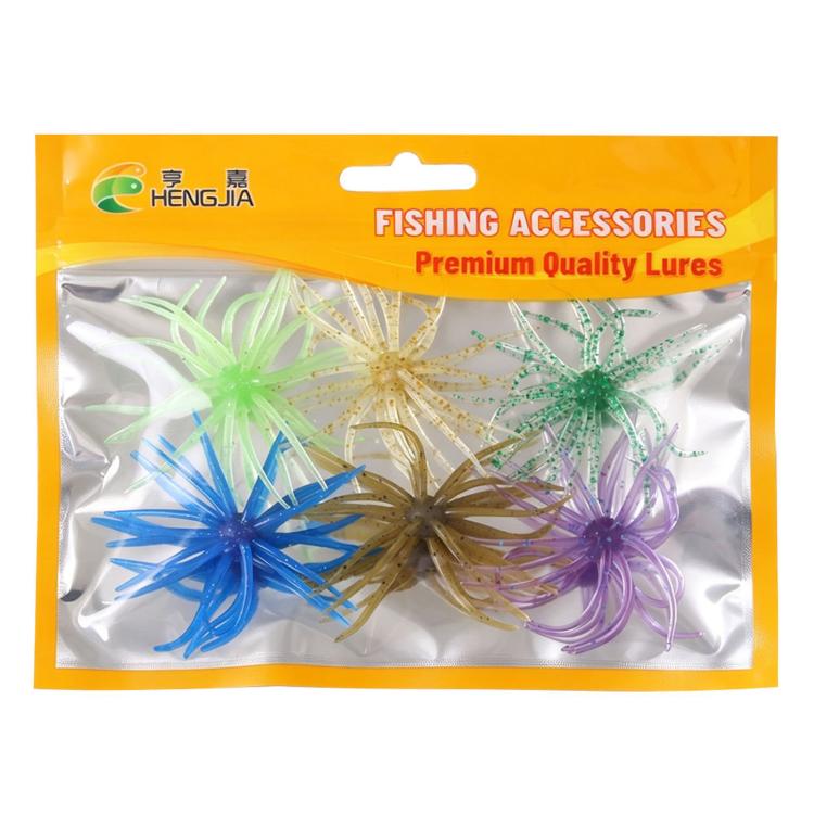 6 PCS/Pack HENGJIA Floating Sea Urchin Soft Fishing Lures Elastic TPR Bug Baits, 0.5g, 1.6g, 2.6g